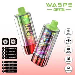 WASPE Crystal 180K | 8-in-1 option switch, 180000 puffs, LED display, bulk disposable vape